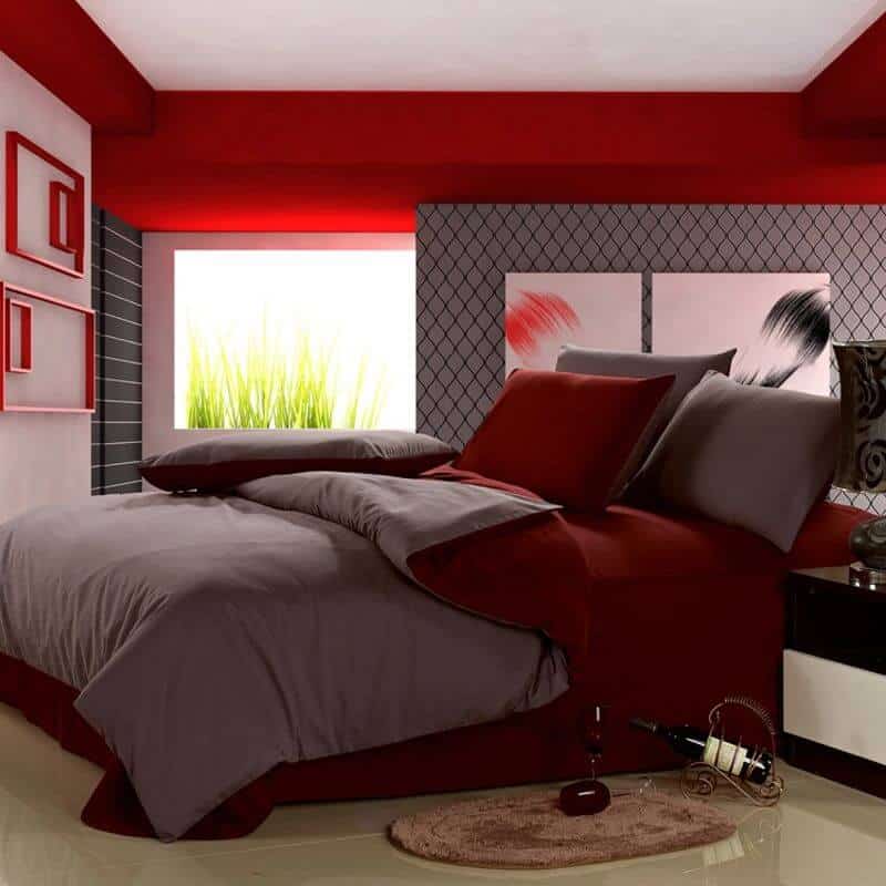 Firey Red and Grey bedroom