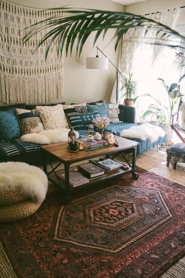Fur bohemian living room