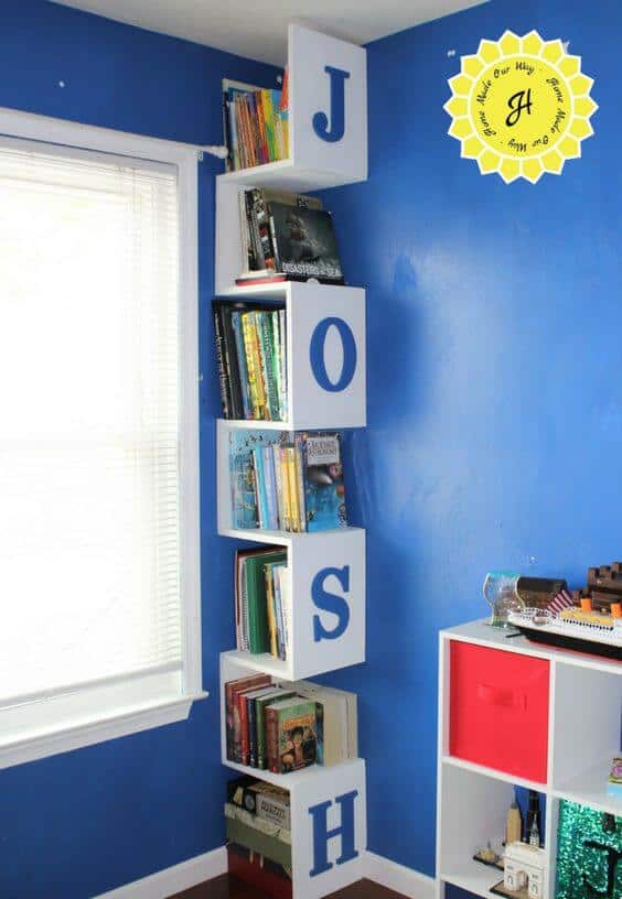Kids Room Organization Corner shelves