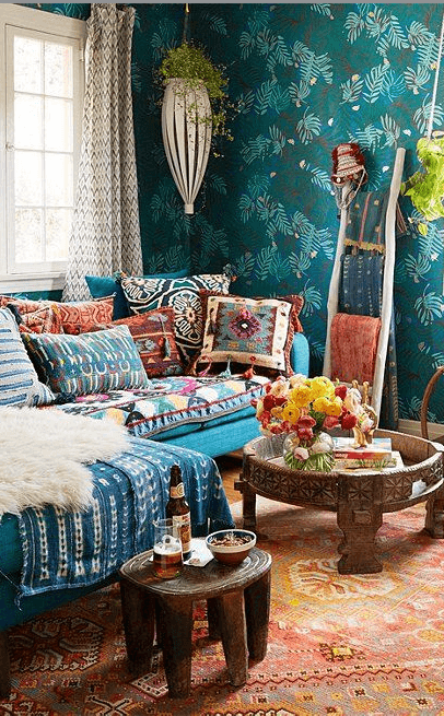 Patterns bohemian living room
