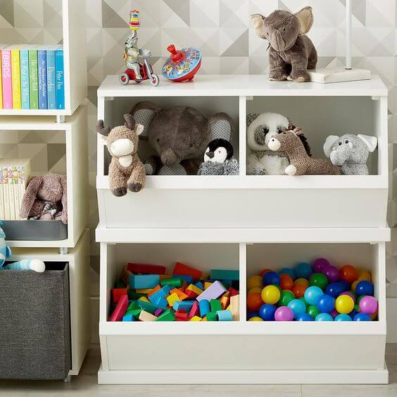 Stackable storage for kids room