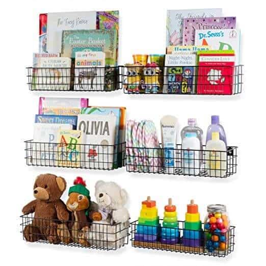 Wall mounted baskets for kids room