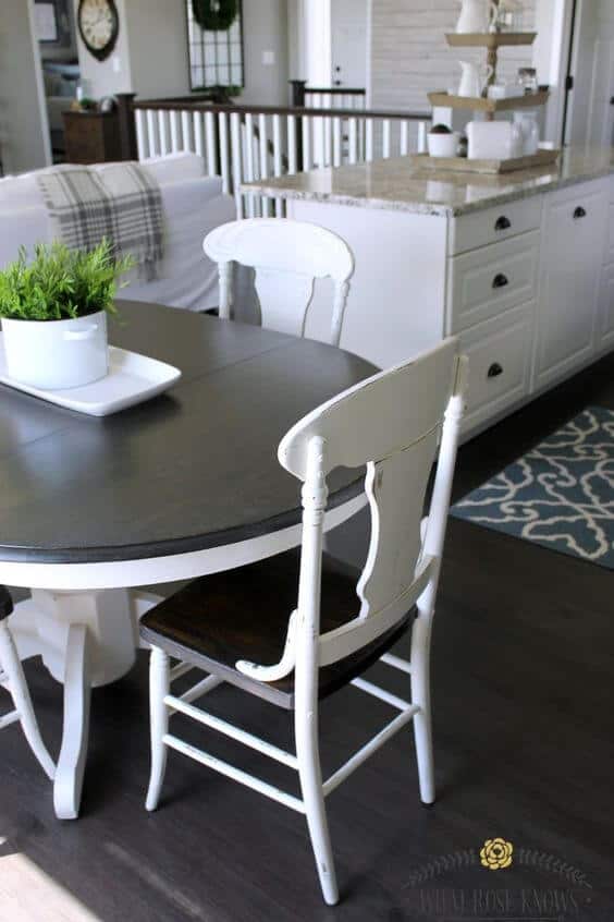black and white chalk paint table