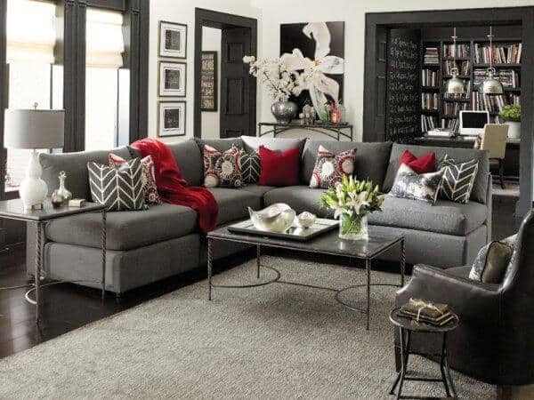 deep red and grey living room ideas