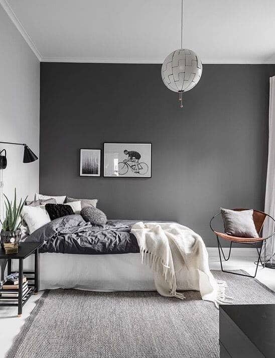 grey feature walls bedroom