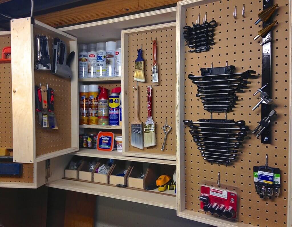 pegboard cabinet storage ideas