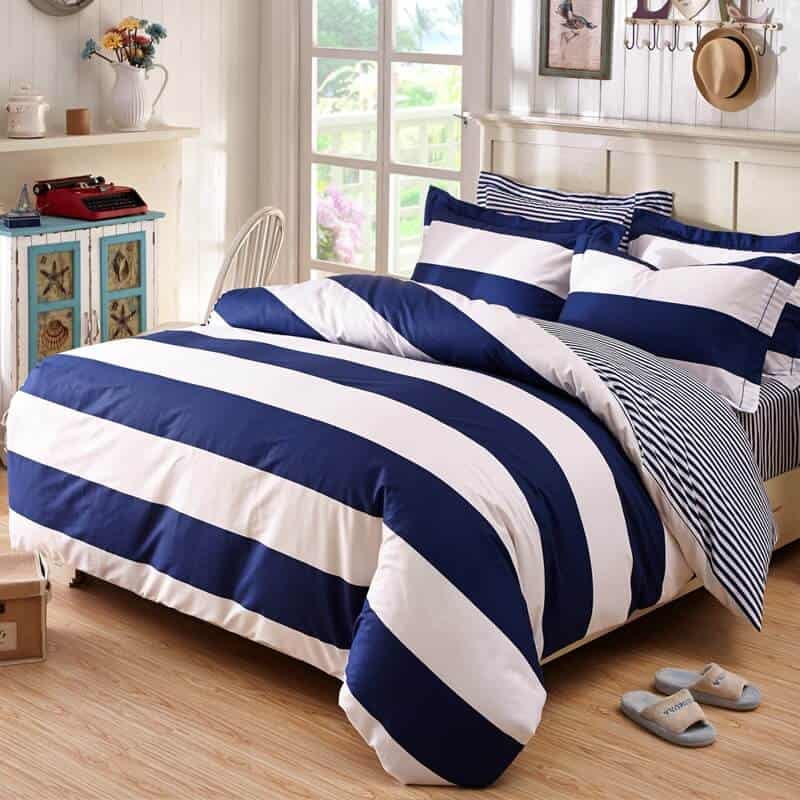 Blue and White Striped Bedding
