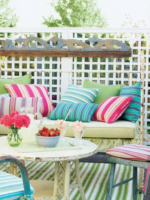 Colored Cushions for porch decoration