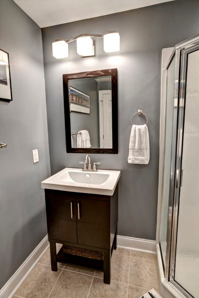 Downlighting basement bathroom