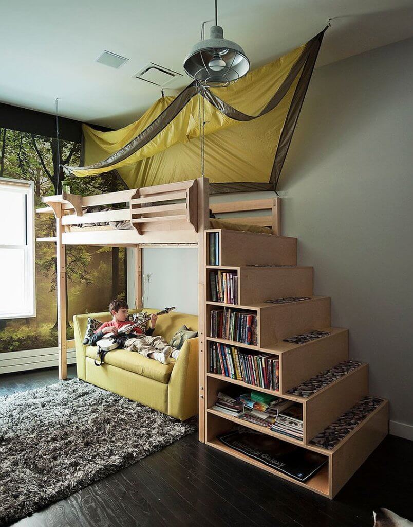 Drawers in the staircase kids room