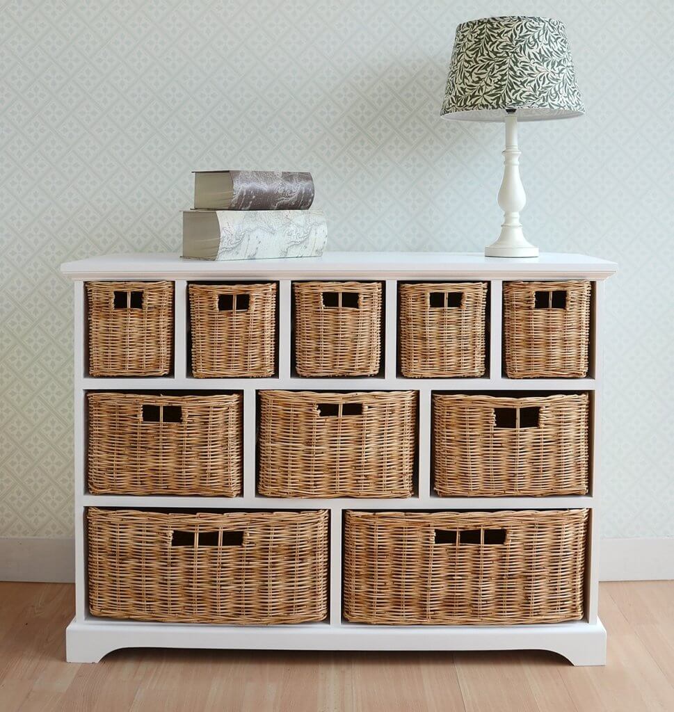 Wicker storage boxes for bedroom