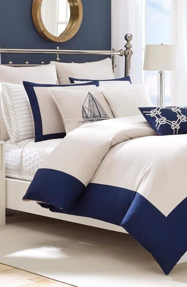 blue and white nautical bedroom