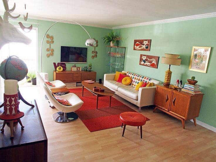 mid century modern living room paint colors